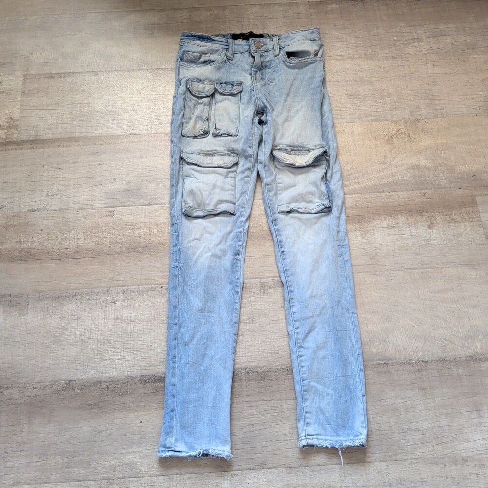 Jordan Craig Boys Blue Cargo Denim Medium Wash Cargo Jeans Size 16